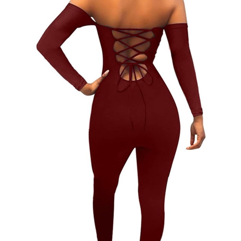 Long sleeve lace up jumpsuit